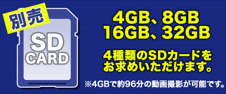 録画にはSDカードが必要です。SDカードは別売りです。