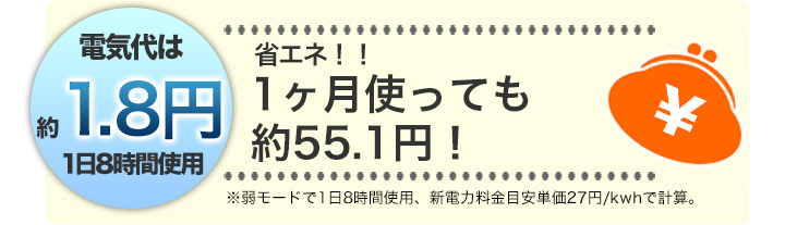 電気代は1日たった約1.8円