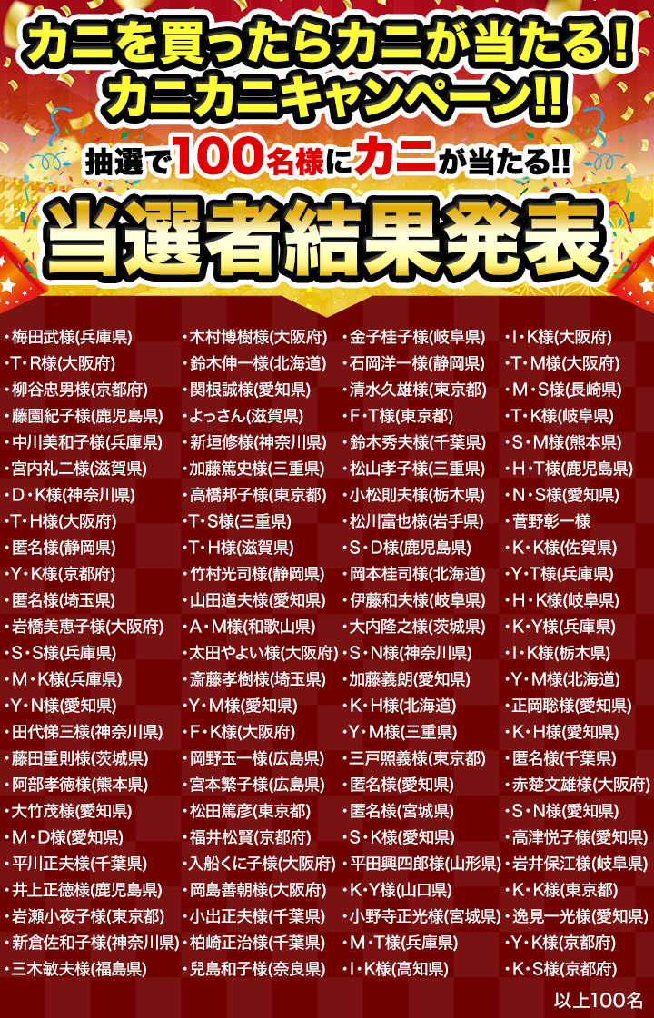 プレゼント当選者発表