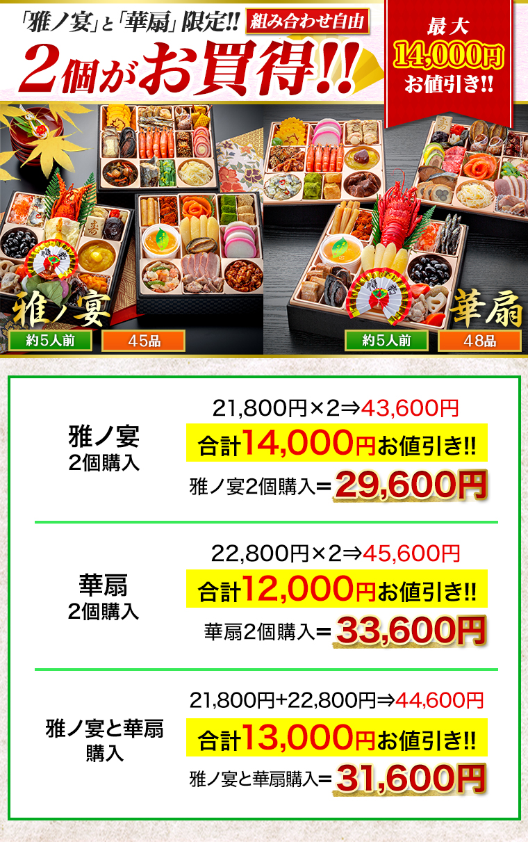 雅ノ宴」「華扇」限定!!2個購入でさらにお得！ - 快適生活