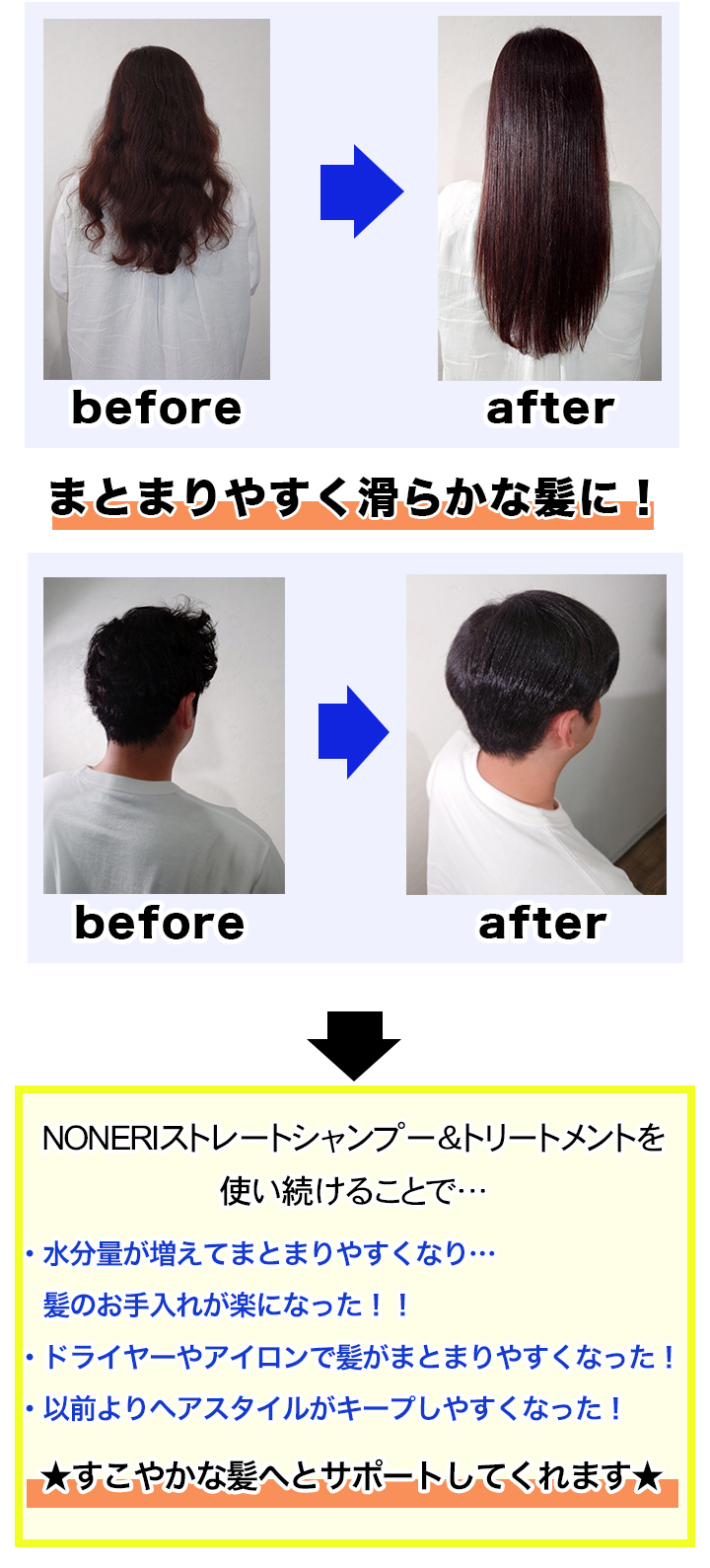 美髪成分トステア配合】NONERI「ストレートシャンプー&トリートメント