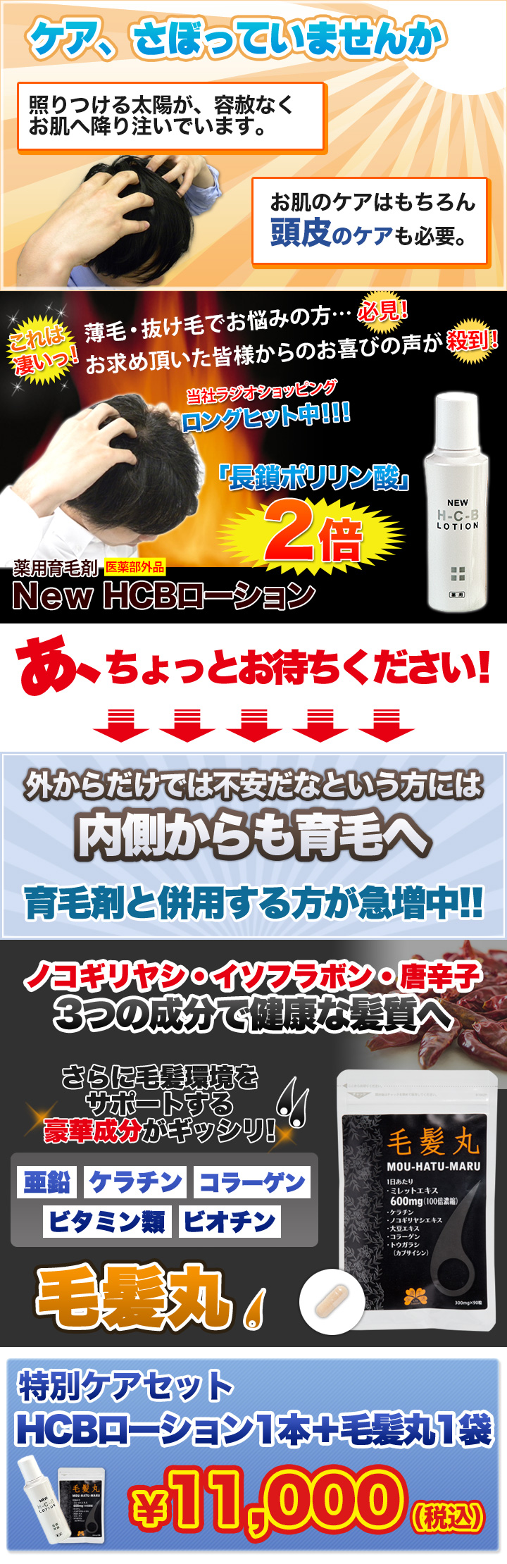 外側と内側から頭皮環境を整え、育毛・発毛にアプローチ！快適生活人気の育毛ケアセット 快適生活-快適生活