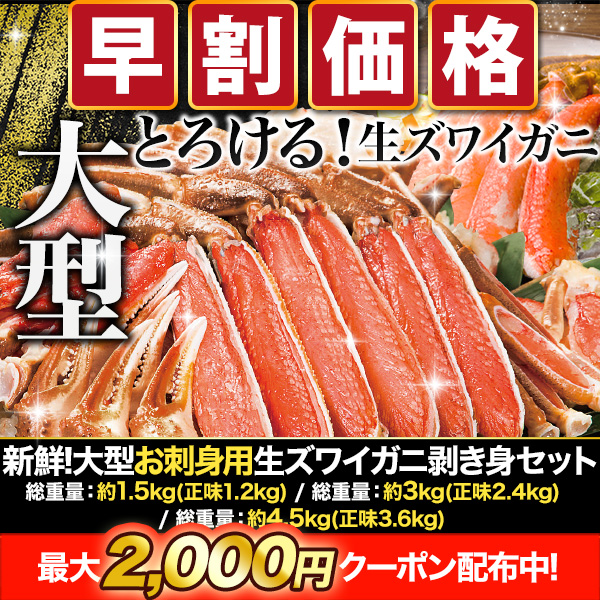 新鮮！大型お刺身用生ズワイガニ剥き身セット