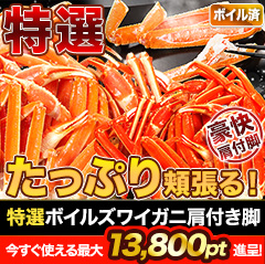 【ポイント使用でお得】特選ボイルズワイガニ肩付き脚 総重量:約1.8kg(正味1.5kg)/総重量:約3.6kg(正味3kg)/総重量:約5.5kg(正味5kg)