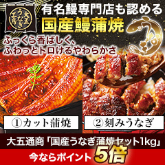 大五通商「国産うなぎ蒲焼セット1kg」