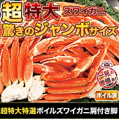 超特大特選ボイルズワイガニ肩付き脚 総重量:約1.8kg(正味:1.5kg)/総重量:約3.6kg(正味:3kg)/総重量:約5.5kg(正味:5kg)