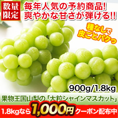 果物王国山梨の「大粒シャインマスカット」 900g/1.8kg