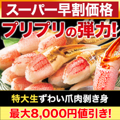 【スーパー早割価格】特大生ずわい爪肉剥き身 総重量:約1.5kg(正味1.2kg)/総重量:約3kg(正味2.4kg)