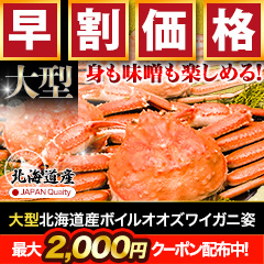 【早割価格】大型北海道産ボイルオオズワイガニ姿 総重量:約2.3kg(4尾 正味2kg)/総重量:約4.6kg(8尾 正味4kg)
