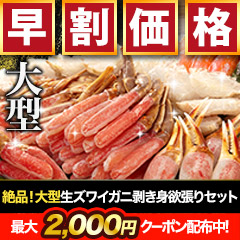 【早割価格】絶品！大型生ズワイガニ剥き身欲張りセット 総重量:約1.6kg(正味1.2kg)/総重量:約3.2kg(正味2.4kg)/総重量:約4.8kg(正味3.6kg)