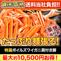 【歳末価格+送料当社負担】特選ボイルズワイガニ肩付き脚 総重量:約1.8kg(正味:1.5kg)/総重量:約3.6kg(正味:3kg)/総重量:約5.5kg(正味:5kg)