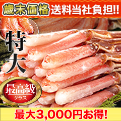【歳末価格+送料当社負担】特大極上お刺身用ズワイガニ脚剥き身 総重量:約1kg(正味800g)/総重量:約2kg(正味1.6kg)
