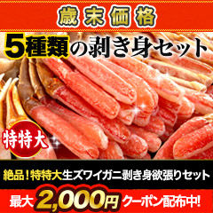 【歳末価格】絶品！特特大生ズワイガニ剥き身欲張りセット 総重量:約1.6kg(正味1.2kg)/総重量:約3.2kg(正味2.4kg)総重量:約4.8kg(正味3.6kg)