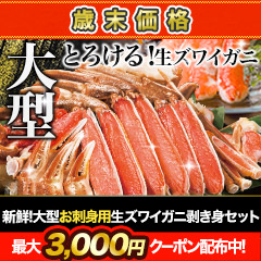 【歳末価格】新鮮！大型お刺身用生ズワイガニ剥き身セット 総重量:約1.5kg(正味1.2kg)/総重量:約3kg(正味2.4kg)/総重量:約4.5kg(正味3.6kg)