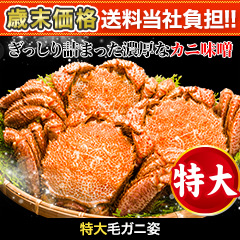 【歳末価格+送料当社負担】特大毛ガニ姿 総重量:約2.4kg(3尾正味2kg)