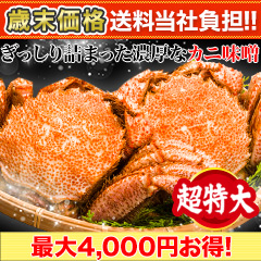 【歳末価格+送料当社負担】超特大毛ガニ姿 総重量:約1.2kg(1尾正味1kg)/ 総重量:約2.4kg(2尾正味2kg)