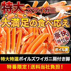 【特番・送料当社負担】特大特選ボイルズワイガニ肩付き脚 総重量:約1.8kg(正味:1.5kg)/総重量:約3.6kg(正味:3kg)