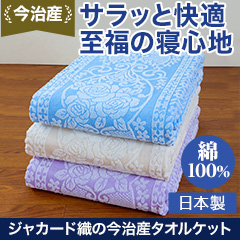 ジャカード織の今治産タオルケット 1枚/3色組