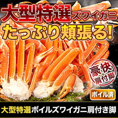 大型特選ボイルズワイガニ肩付き脚 総重量:約1.8kg(正味:1.5kg)/総重量:約3.6kg(正味:3kg)/総重量:約6kg(正味:5kg)
