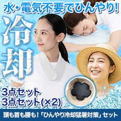 頭も首も腰も！「ひんやり冷却猛暑対策」セット 3点セット/3点セット×2