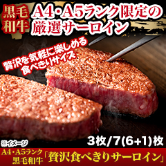 A4A5ランク黒毛和牛「贅沢食べきりサーロイン」 3枚/7(6+1)枚