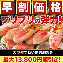 【早割価格】大型生ずわい爪肉剥き身 総重量:約500g(正味400g)/総重量:約1.5kg(正味1.2kg)/総重量:約3kg(正味2.4kg)