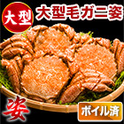 大型毛ガニ姿 総重量:約1.2kg(2尾正味1kg)/総重量:約2.4kg(4尾正味2kg)