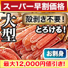 【スーパー早割価格】絶品！大型生ズワイガニ剥き身欲張りセット 総重量:約1.6kg(正味1.2kg)/総重量:約3.2kg(正味2.4kg)/総重量:約4.8kg(正味3.6kg)