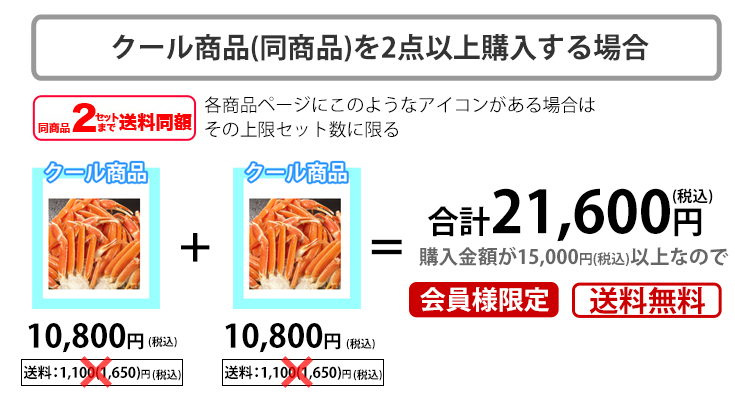 クール商品(同商品)を２点以上購入する場合
